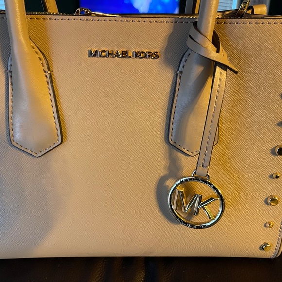 Michael Kors Maple Camel Leather Studded Satchel - Picture 2 of 12